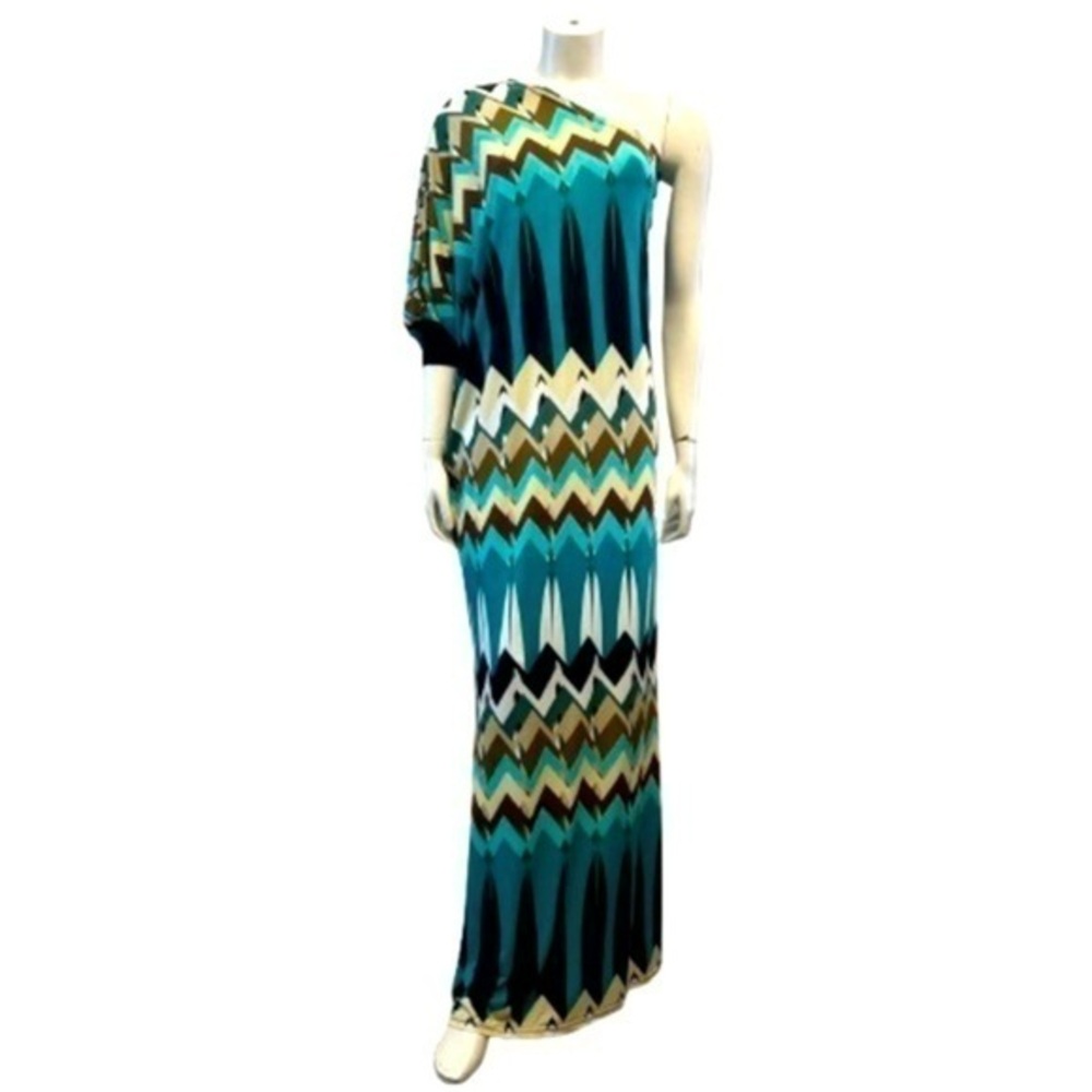 OXYGENE beautiful long one shoulder dress. Size s/m. Can fit 6-10. New condition